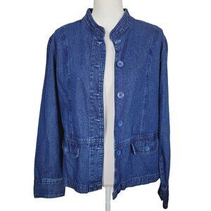 ALC Sz Large Denim Jean Jacket Blue Medium Wash Women's Casual Wear Fall Winter
